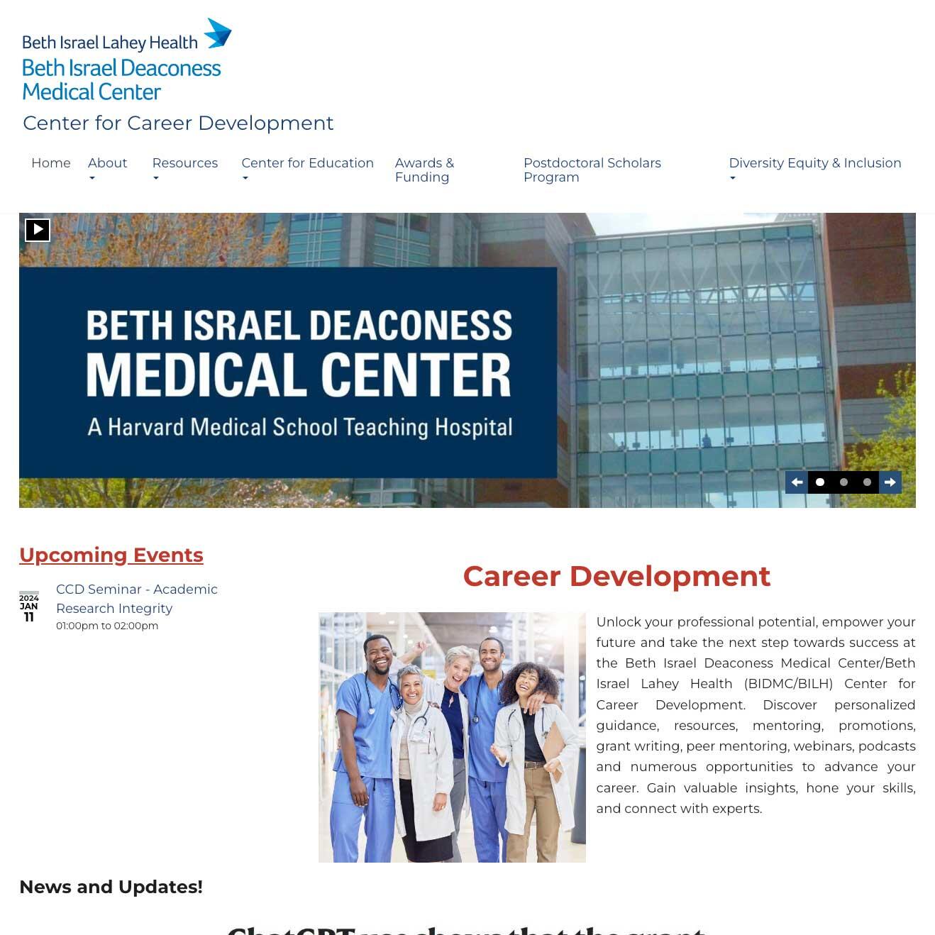 BIDMC center for career development website