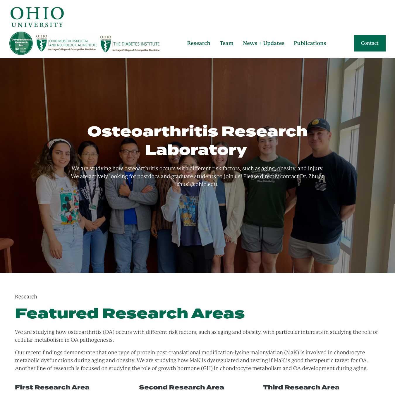 Osteoarthritis Research Laboratory website