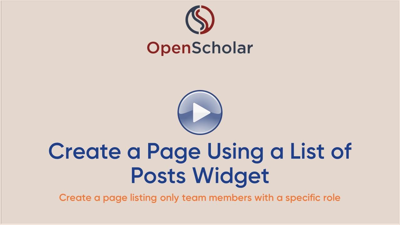 Create a Page Using a Lists of Posts Widget Video Image