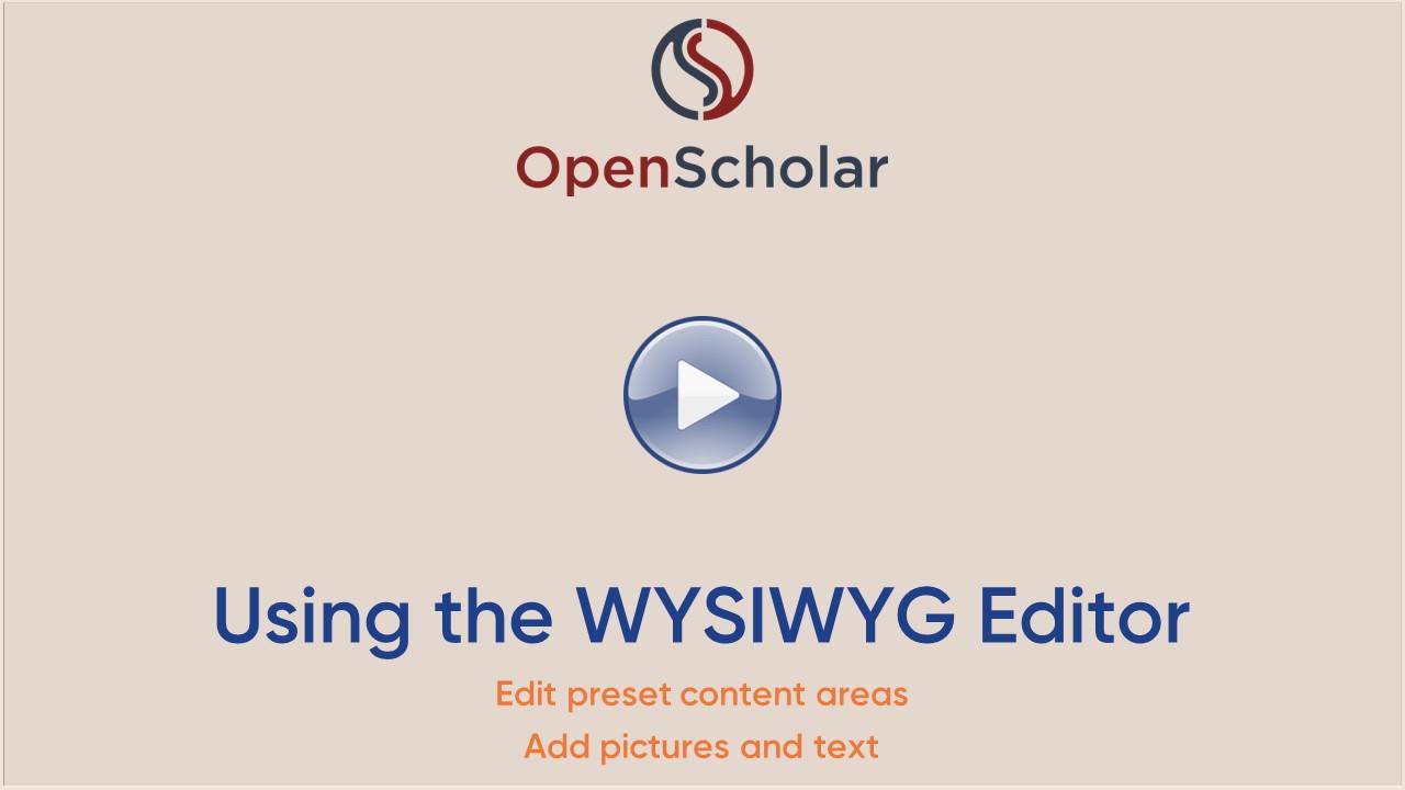 Using the WYSIWYG Editor Video Image