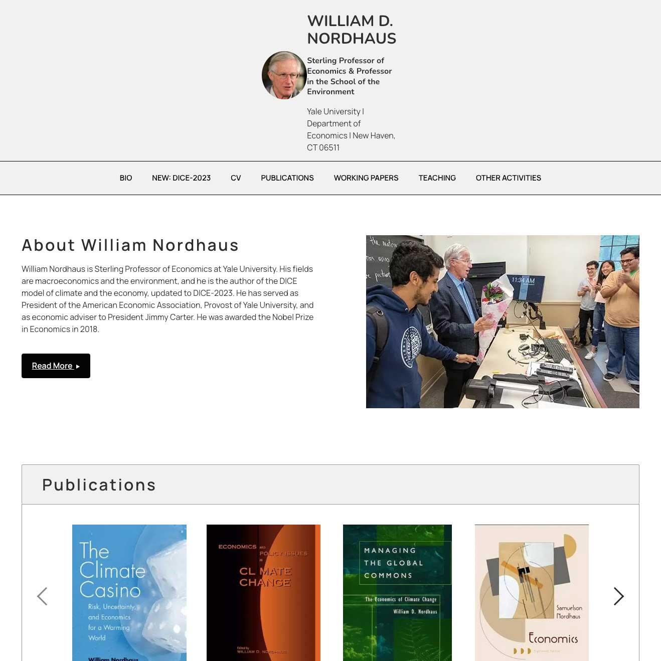 William Nordhaus website
