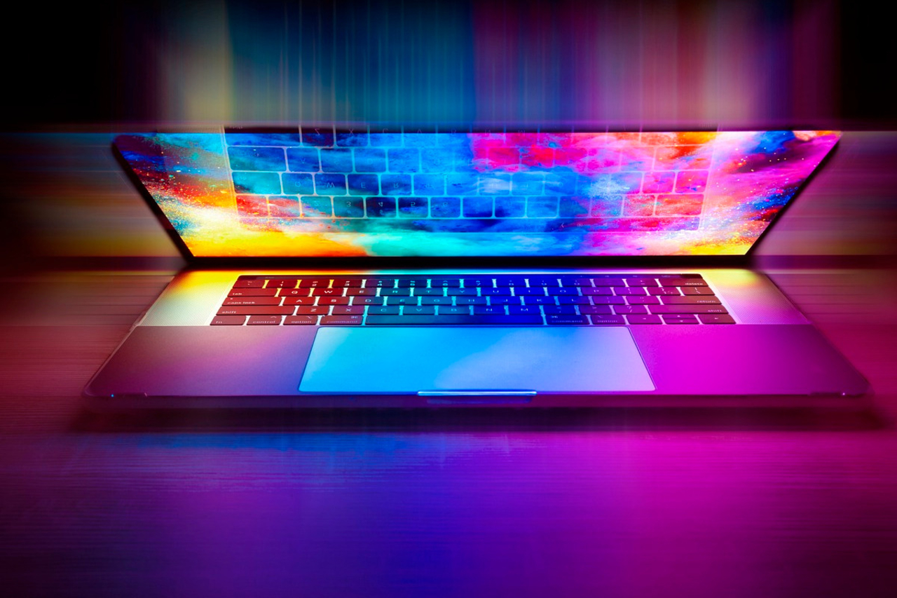 glowing laptop