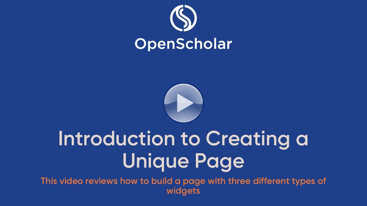 Intro to Creating a Unique Page