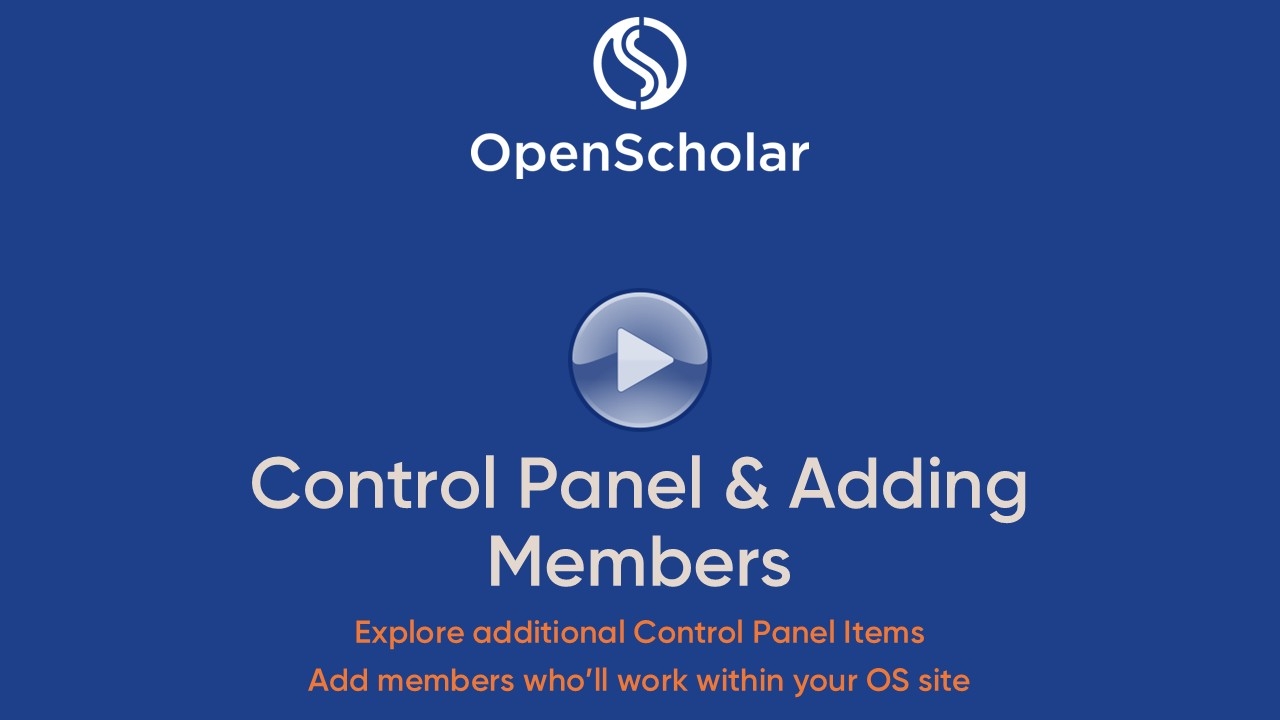 Control Panel and Adding Members