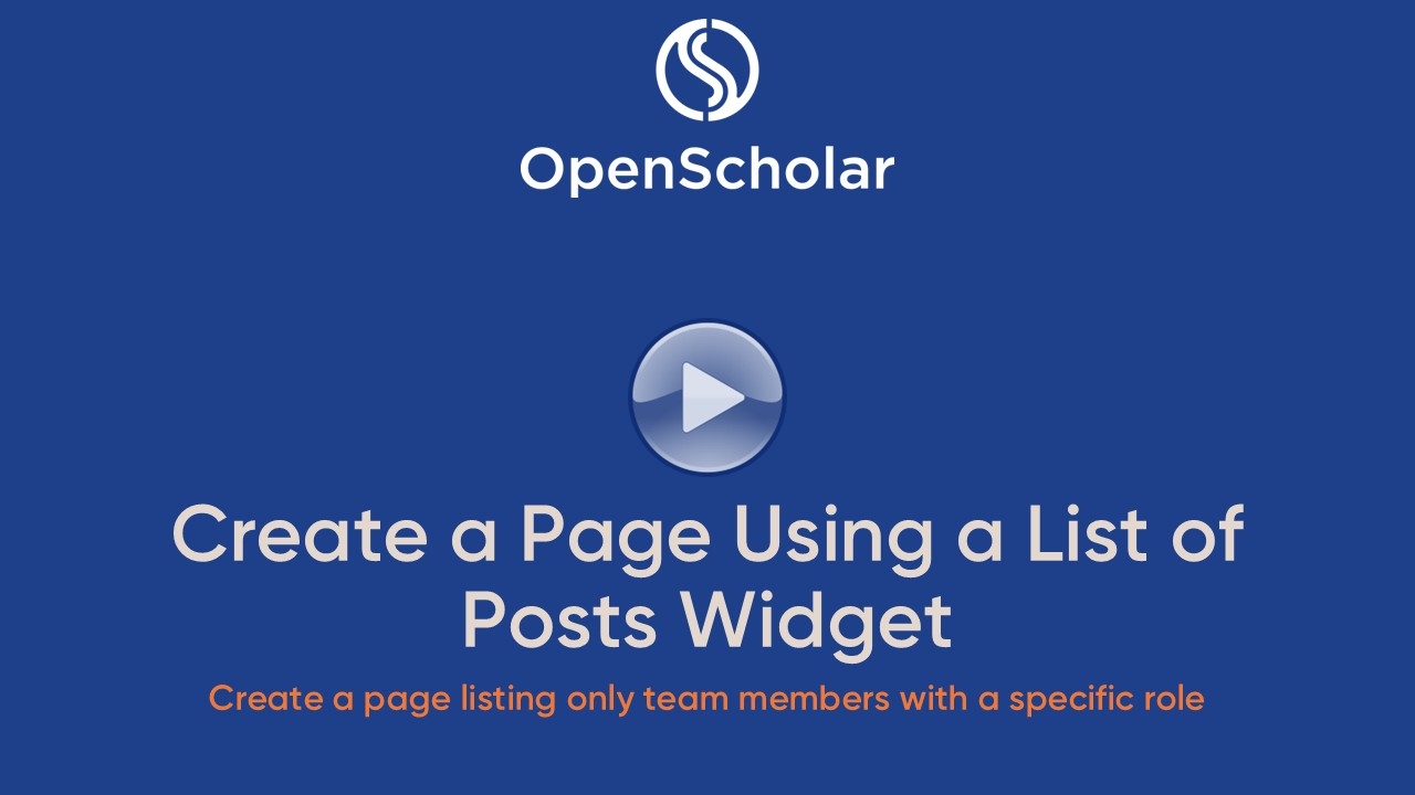 Create a page using a list of posts widget