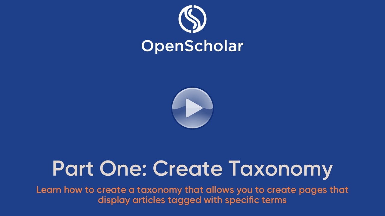 Part One Create Taxonomy