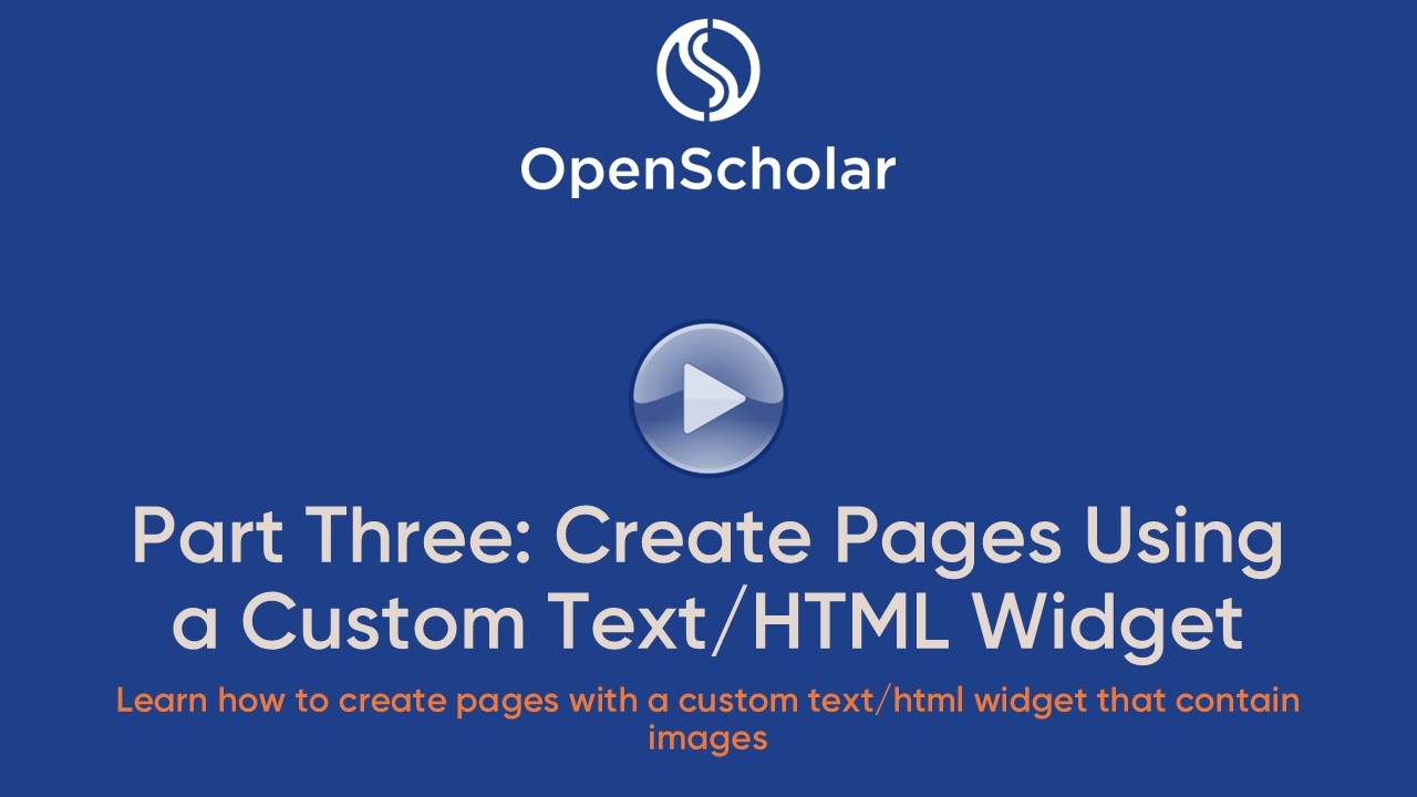 Part Three Create Pages using a Custom Text/HTML Widget