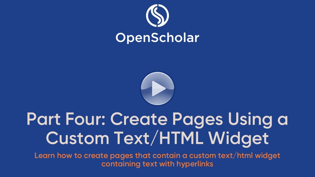 Part Four Create Pages using a Custom Text/HTML Widget