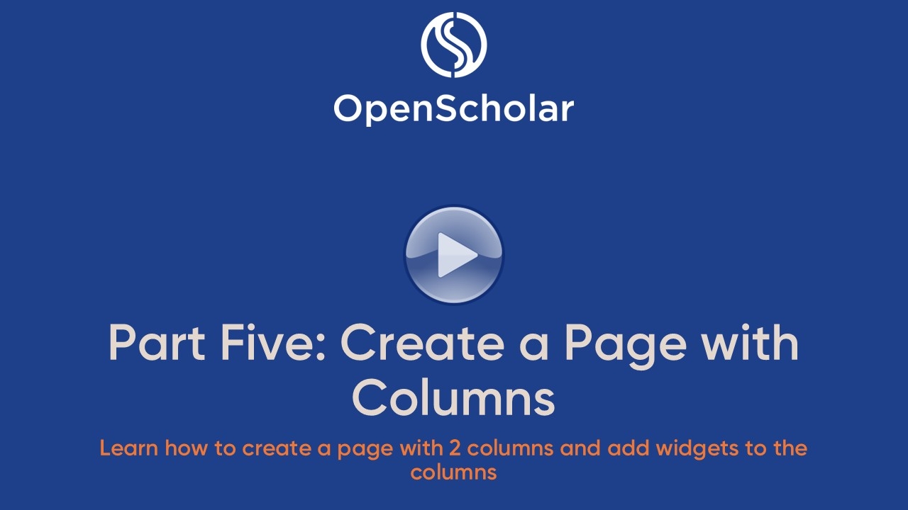 Part Five Create a Page with Columns