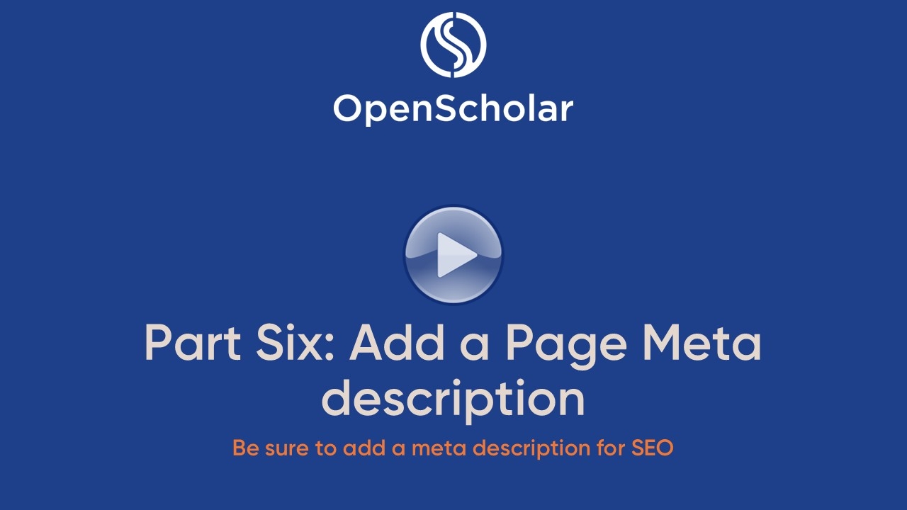 Part Six Add a Page Meta Description
