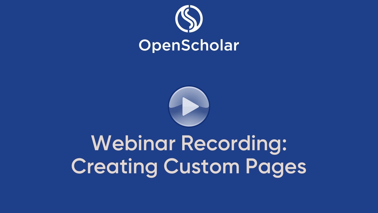 Webinar Creating Custom Pages