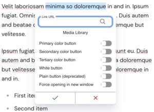 Upgrade Rich Text editor link dialog