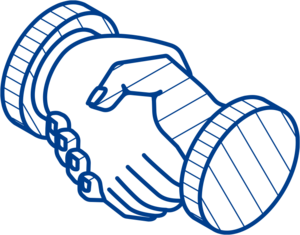 Isometric graphic of hands shaking