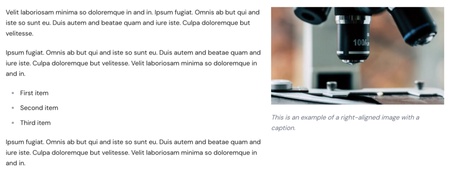 Upgraded Rich Text editor, right-aligned image
