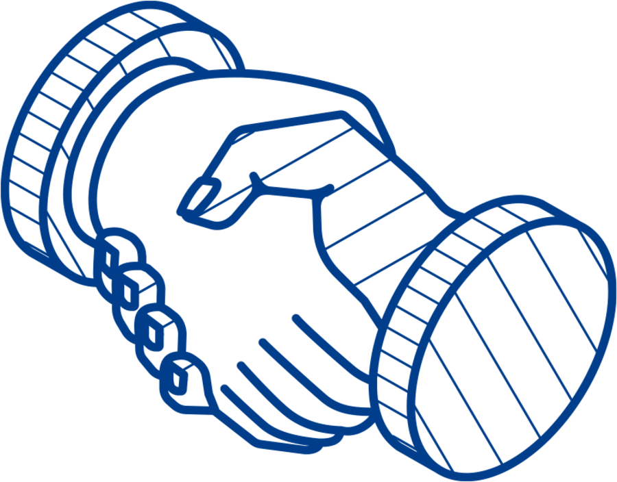 Isometric graphic of hands shaking