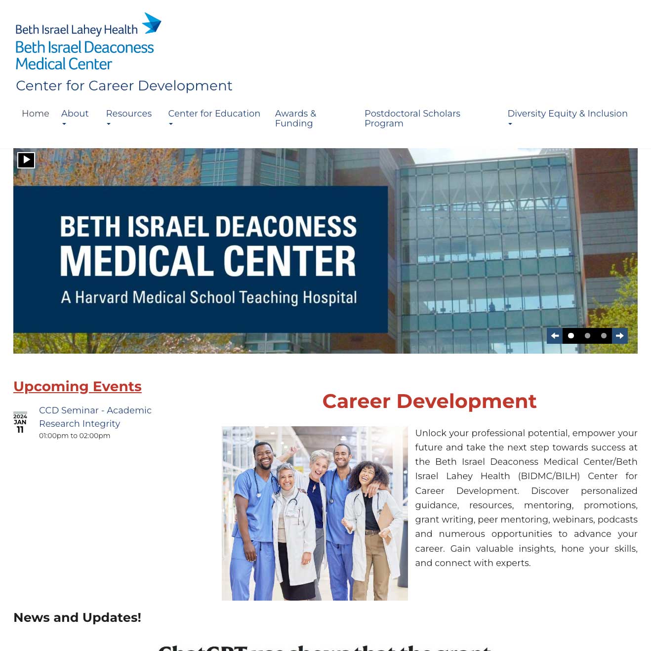 BIDMC center for career development website