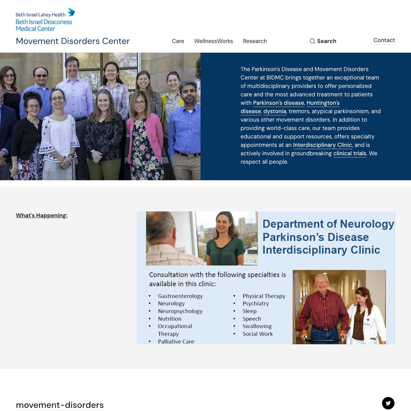 BIDMC Movement Disorders Center website