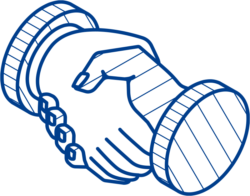 Isometric graphic of hands shaking