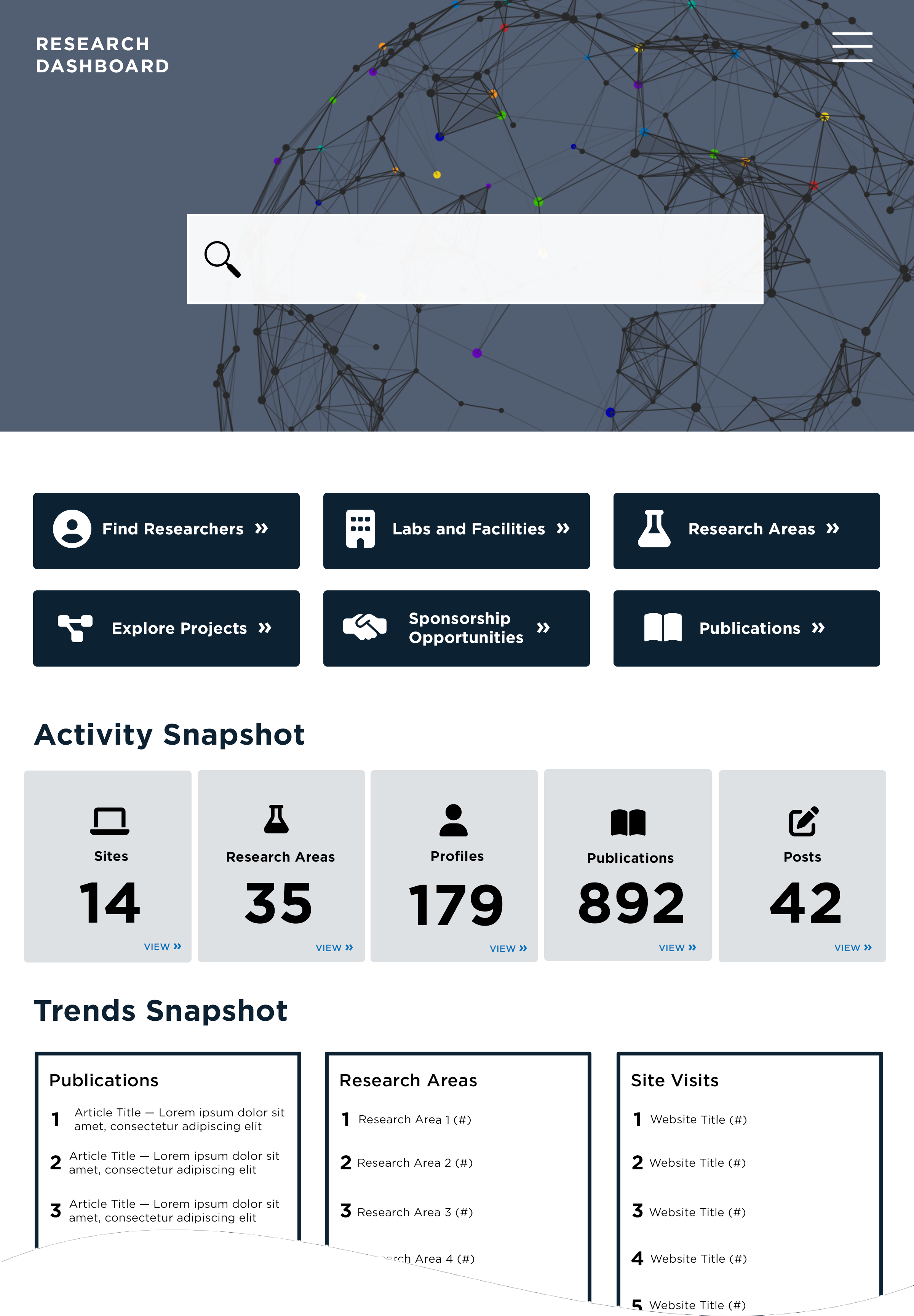 Research Dashboard Site