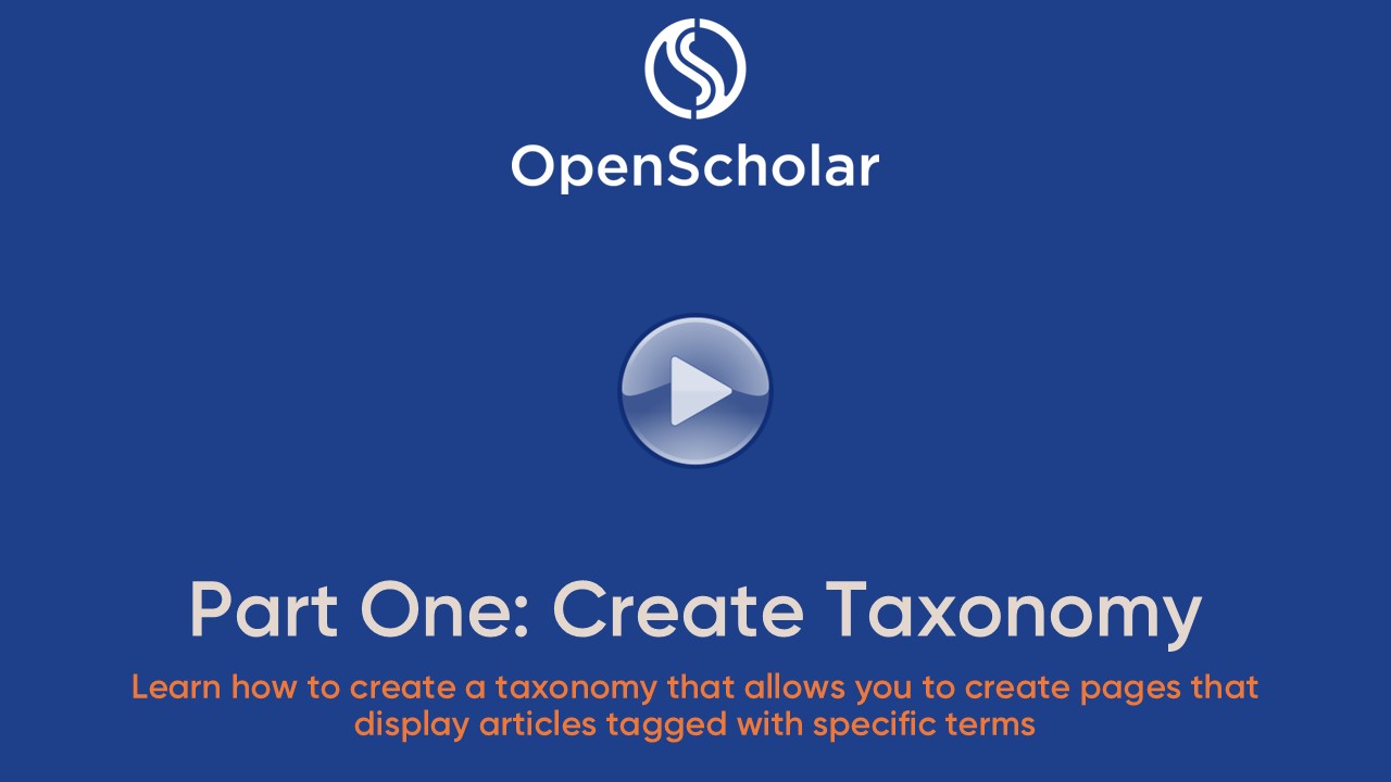 Part One Create Taxonomy