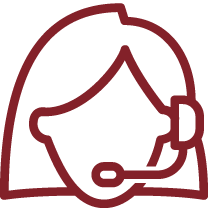 female wearing a headphone icon for training & support